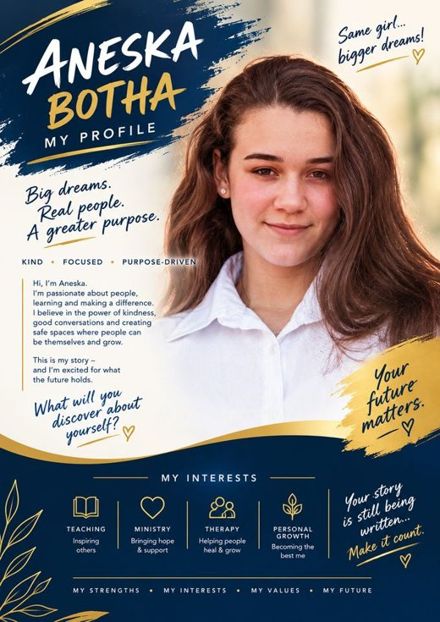 A real Student Profile cover from the [RE]Ignite Sprint, for students